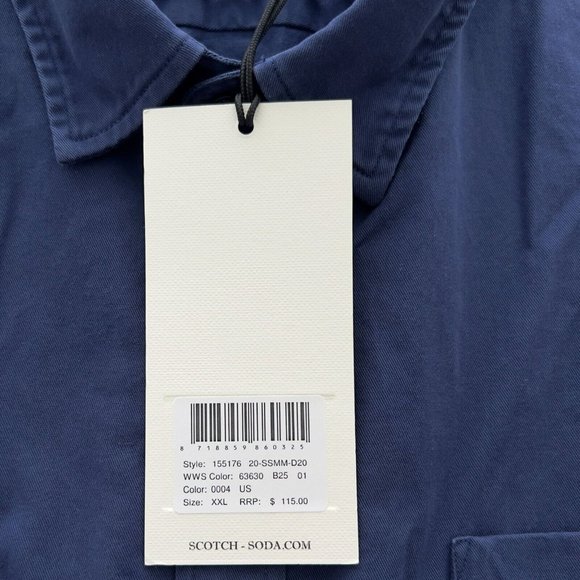 NEW SCOTCH & SODA Mens Blue Long Sleeve Button-up Shirt Size XXL NWT 4 0041 - Picture 10 of 12